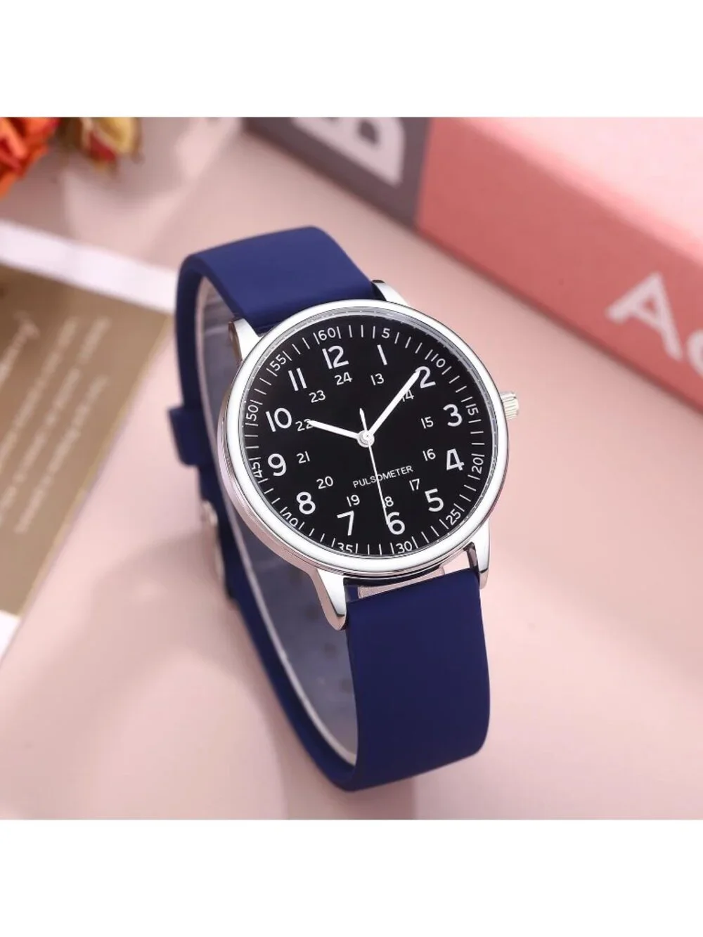 Women's Blue Analog Quartz Solid Silicone Band Read Dial Nurse Round Wrist Watch